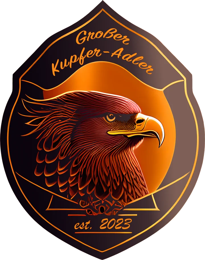 Original-Logo von Großer Kupfer-Adler: kupferfarbener Adler auf einem Wappenschild.
